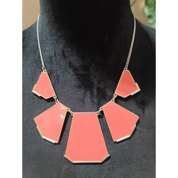 Women's Coral Geometric Statement Necklace with Lobster Clasp by Mark Avon - Picture 2 of 7